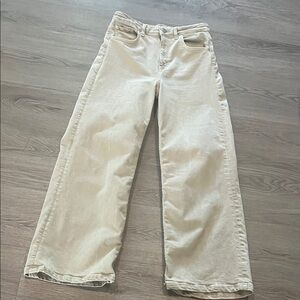 Zara Women's Wide Leg Tan Jeans! A little mark on crotch area!